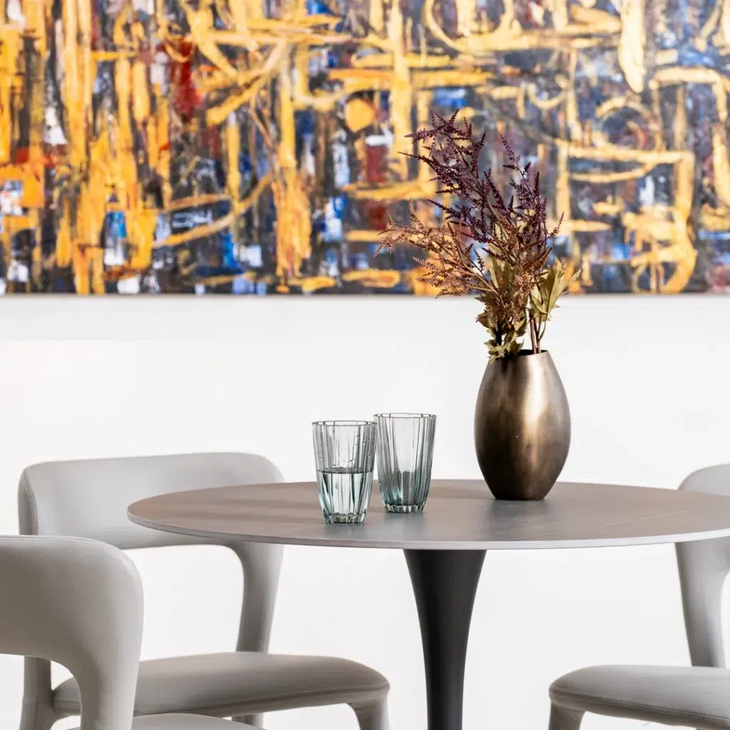 Ava Scandi Dining Table Black Sand Matte Ceramic