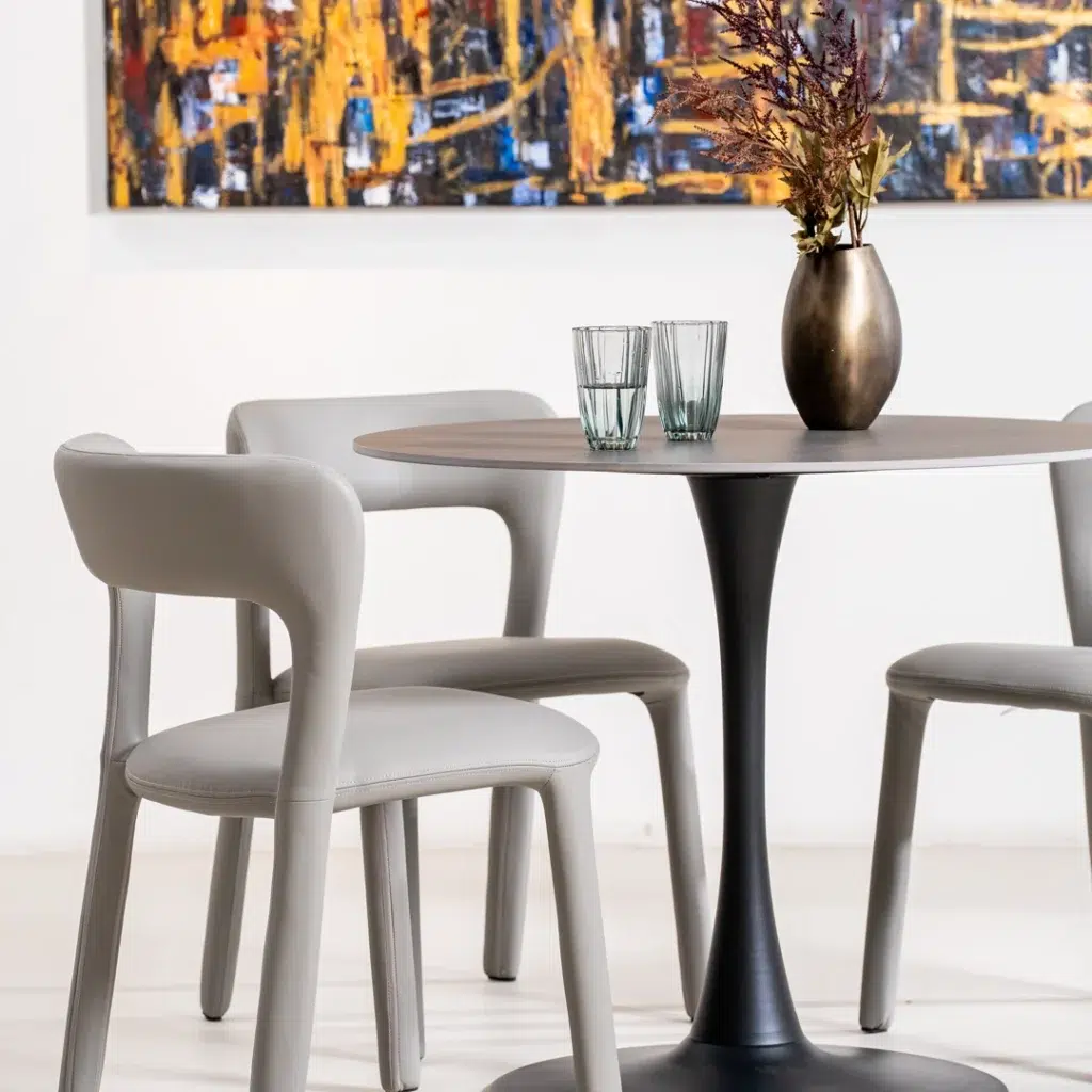Ava Scandi Dining Table Black Matte Ceramic Modern