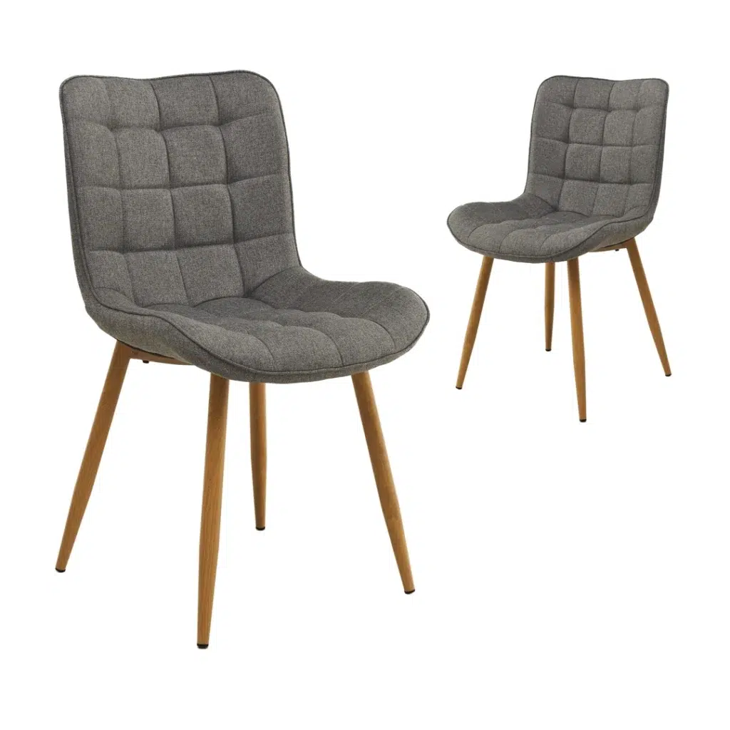 Sydney Dining Chairs Set of 2 Ash Linen Cross-Stitch