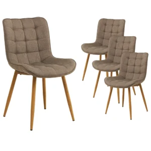 Sydney Dining Chairs Taupe Set 4 Ergonomic Linen