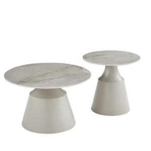 Sahara Coffee Table Set with Marble Ceramic Top & Cappuccino Metal Base
