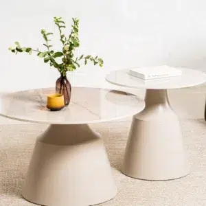 Sahara Coffee Table Set with Ceramic Top and Metal Base
