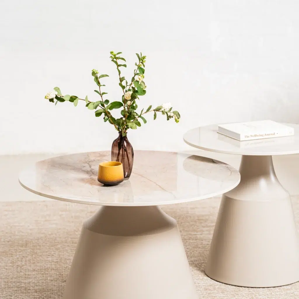 Sahara Coffee Table Set Ceramic Marble Top Metal Base