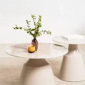 Sahara Coffee Table Set Ceramic Marble Top Metal Base