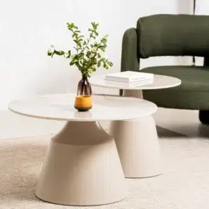 Sahara Coffee Table Set - Marble Ceramic Top & Cappuccino Base