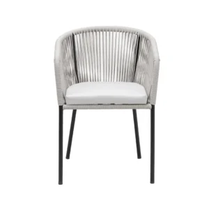 Skala Pebble Outdoor Chair Set Rope Black Steel Frame