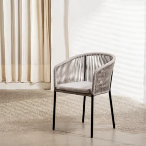 Skala Pebble Rope Outdoor Chairs Set 2 Black Steel Frame