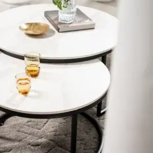 snow white ceramic coffee table set marble effect