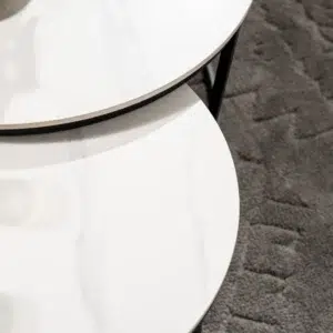 Snow White Ceramic Coffee Table with Marble Effect & Scratch-Resistant Surface