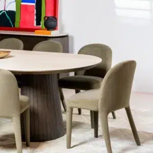 Onasis Leaf dining chairs set of 2 with neutral leafmohair upholstery for modern interiors