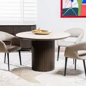 Beige eco-leather dining chairs set of 2 with black metal frame modern urban design