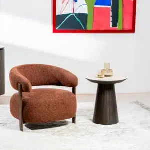 Hampton Occasional Chair in Rust Chenille with Walnut Frame for Living Room