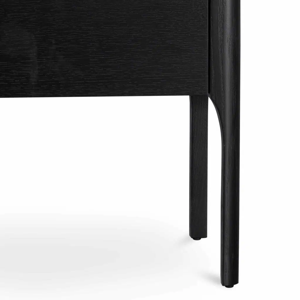 Seren bedside table with black frame porcelain marble top and brass handles for modern rooms