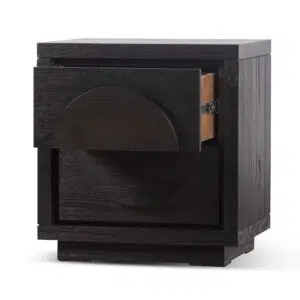 Amaris bedside table textured espresso black modern bedroom storage solution
