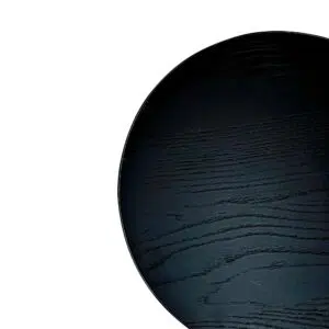 Silas Oak Side Table in full black with geometric design and powder-coated frame