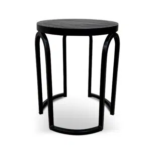 Silas Oak Side Table full black modern flair geometric silhouette industrial strength durable