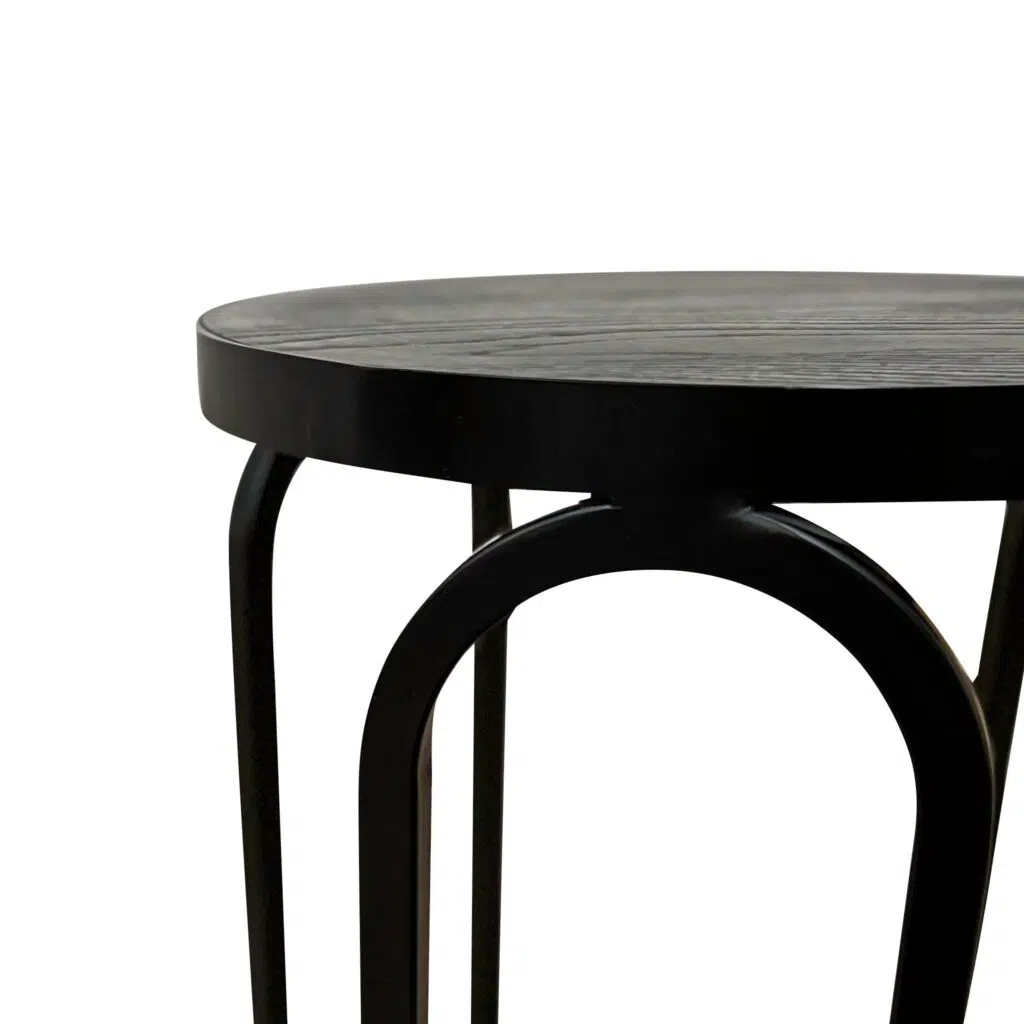 Silas Oak Side Table full black modern geometric design with powder-coated frame