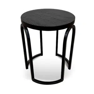 Silas Oak side table full black modern geometric design sleek compact functionality