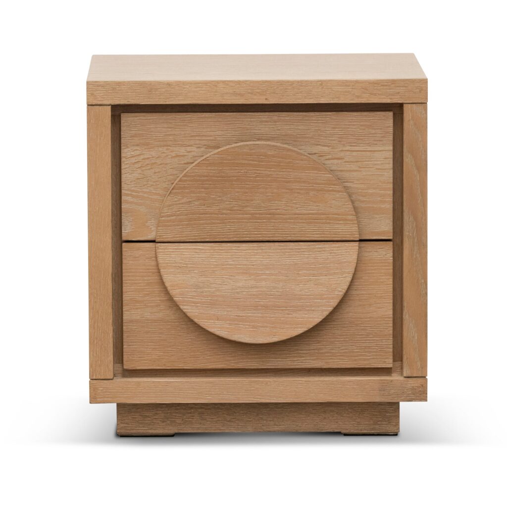 Amira bedside table in Dusty Oak finish with sleek design and functional drawer