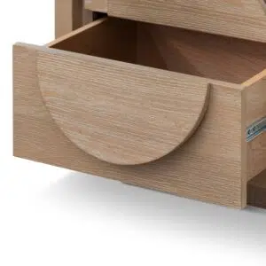 Amira bedside table in dusty oak finish with modern design and smooth drawer handles