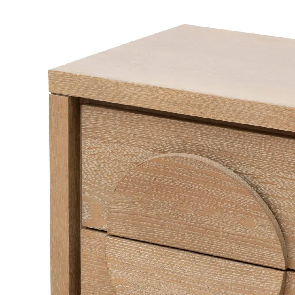 Amira bedside table in dusty oak finish with sleek design and functional drawer
