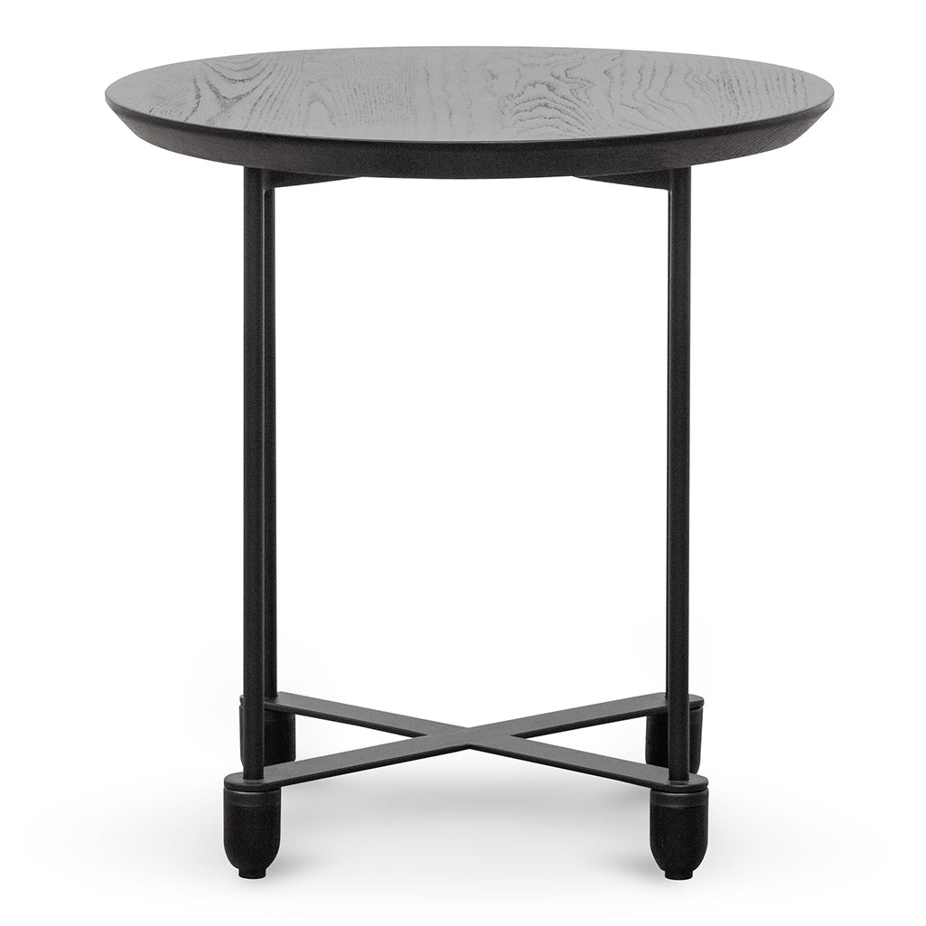 Amara wooden side table full black Nordic design solid wood surface steel frame