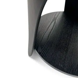 Nova round side table full black minimalist design with ash wood texture and PP legs