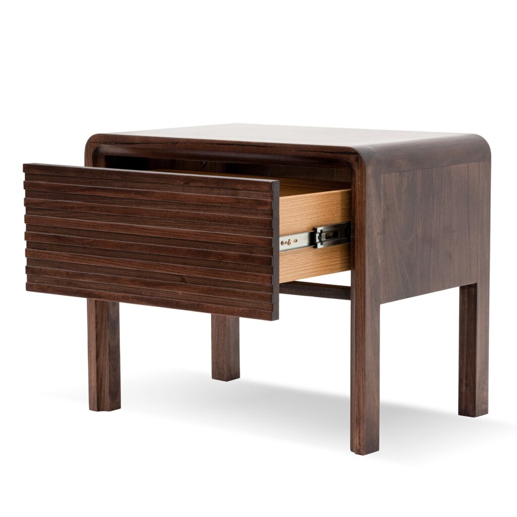 Wren Bedside Table Walnut Natural Wood Design with Smooth-Gliding Drawer Storage
