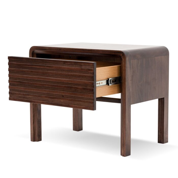 Wren Bedside Table Walnut Natural Wood Design with Smooth-Gliding Drawer Storage