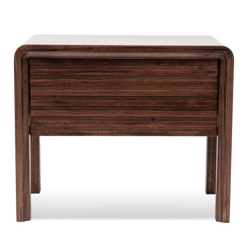 Wren Single Drawer Bedside Table Walnut Finish Natural Wood Grain Compact Storage for Modern Traditional Spaces