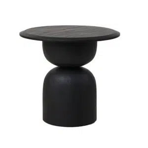 Elowen Round Side Table Full Black modern design solid wood dark finish wood grain compact 45x45x50cm for living room bedroom
