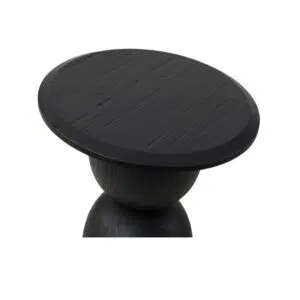 Elowen Round Side Table Full Black Solid Wood Modern Minimalist