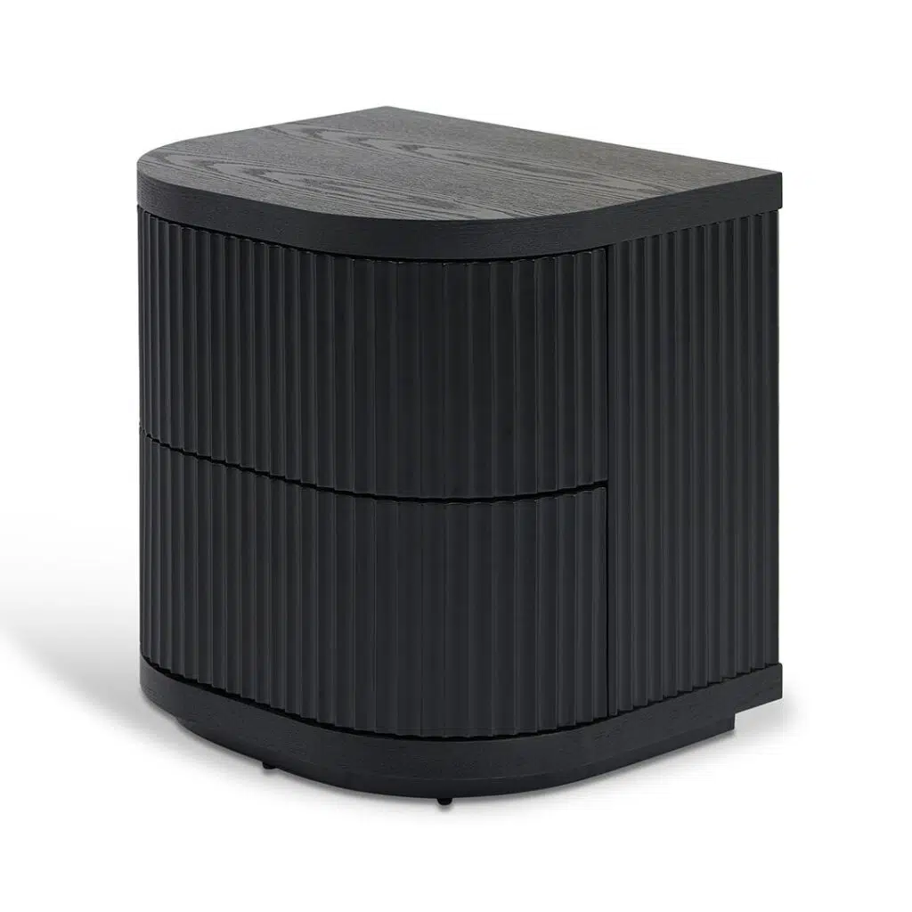 Celina bedside table full black modern sleek design with drawers and metal base