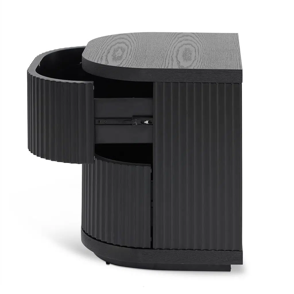 Celina bedside table full black modern nightstand with drawers and matte finish