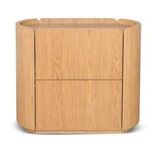 Maya 60cm Natural Oak Bedside Table Modern Minimalist Design Storage Drawers