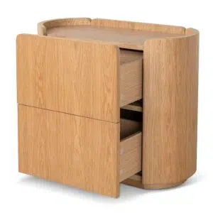Maya 60cm Natural Oak Bedside Table Modern Storage Drawers Design for Compact Bedrooms