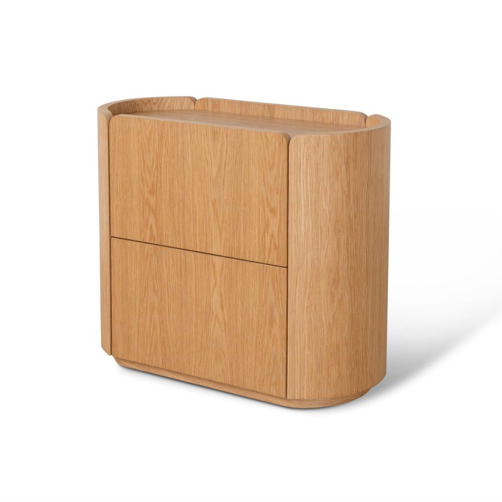 Maya 60cm Natural Oak Bedside Table Modern Design Storage Drawers Compact Size