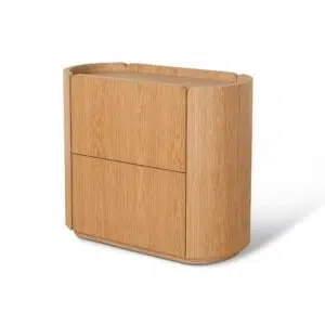 Maya 60cm Natural Oak Bedside Table Modern Design Storage Drawers Compact Size