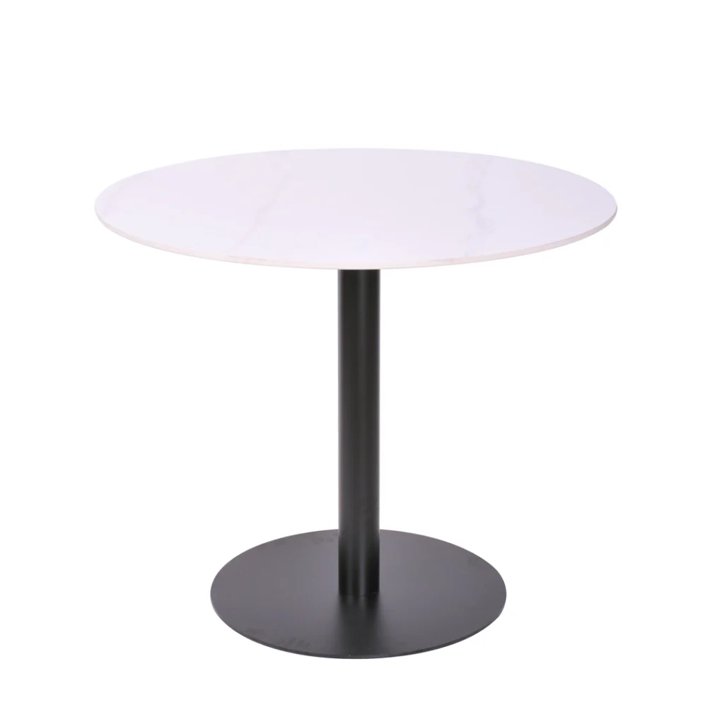 Strato Dining Table White Modern Marble Powder-Coated Frame