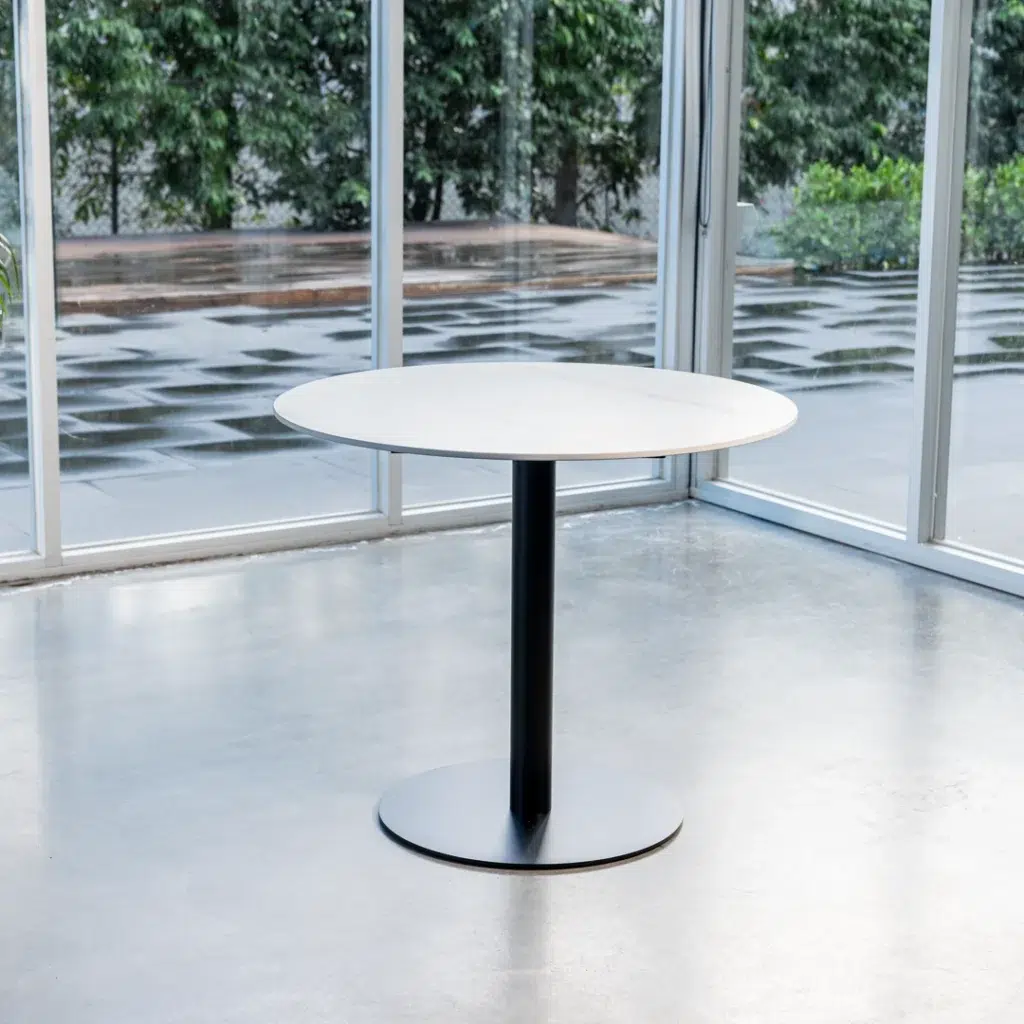 Strato Dining Table White Marble Powder Coated Frame Durable Modern