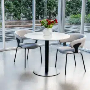 Strato White Modern Dining Table Marble Powder Coated