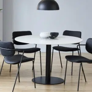 Strato Large White Dining Table Modern Marble Effect