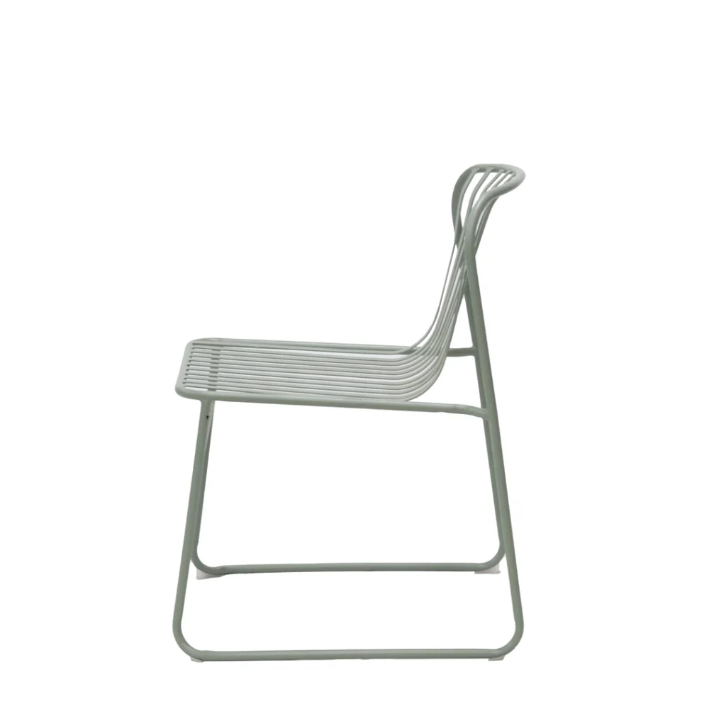 Durable outdoor dining chairs, ergonomic steel frame, thyme green set
