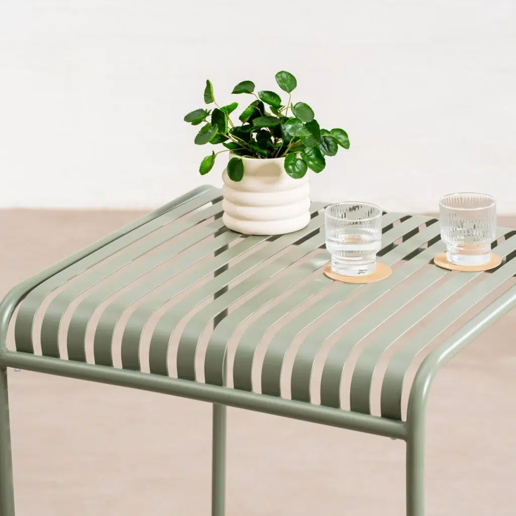 Thyme Green Dining Table with Steel Frame