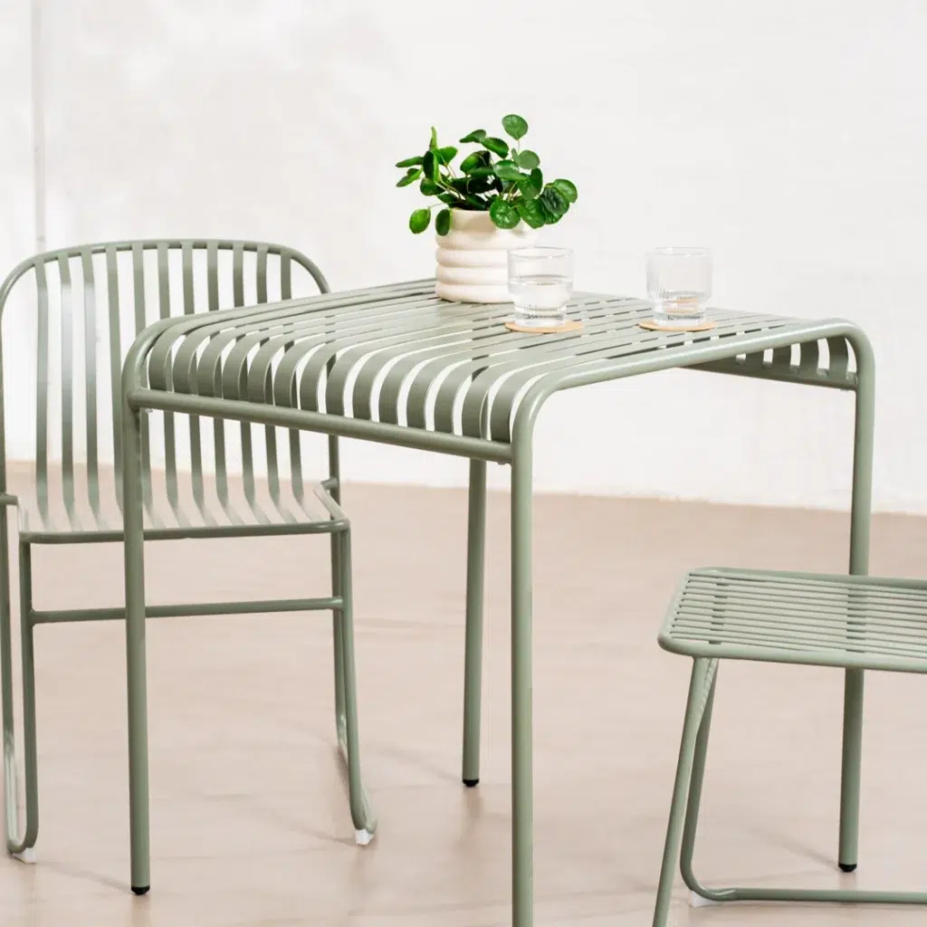Durable Ergonomic Steel Thyme Green Dining Chairs