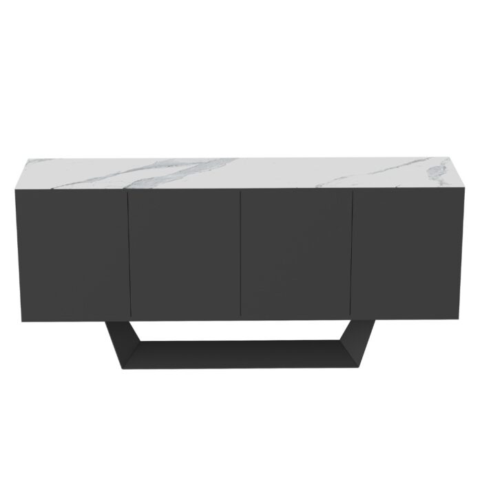 Modern Ceramic Buffet with Marble Effect & Black Frame