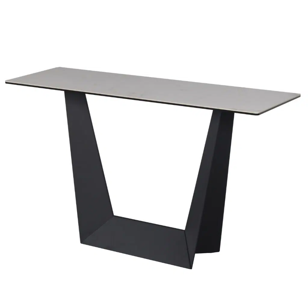 Symphony Marmo Ceramic Console Table with Black Metal Frame
