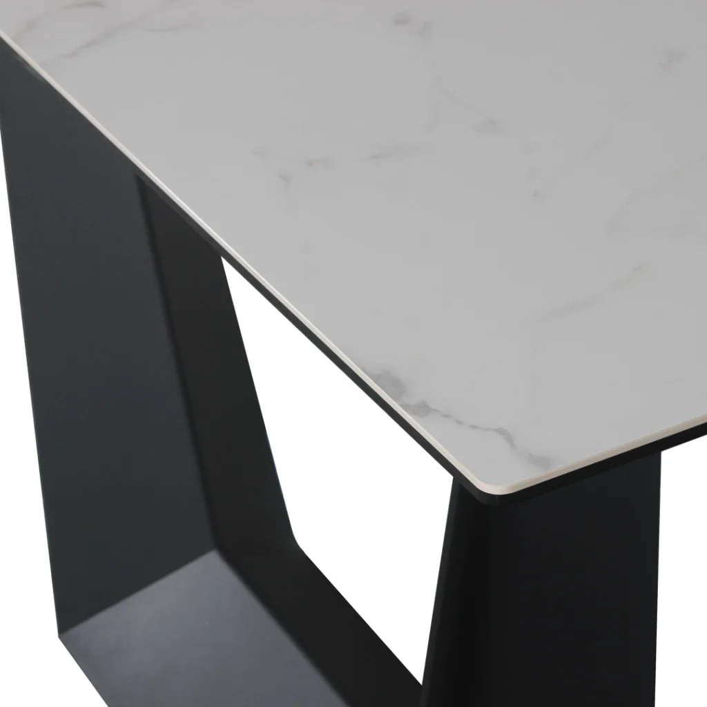 Symphony Marmo Ceramic Console Table Matte Marble Black Frame