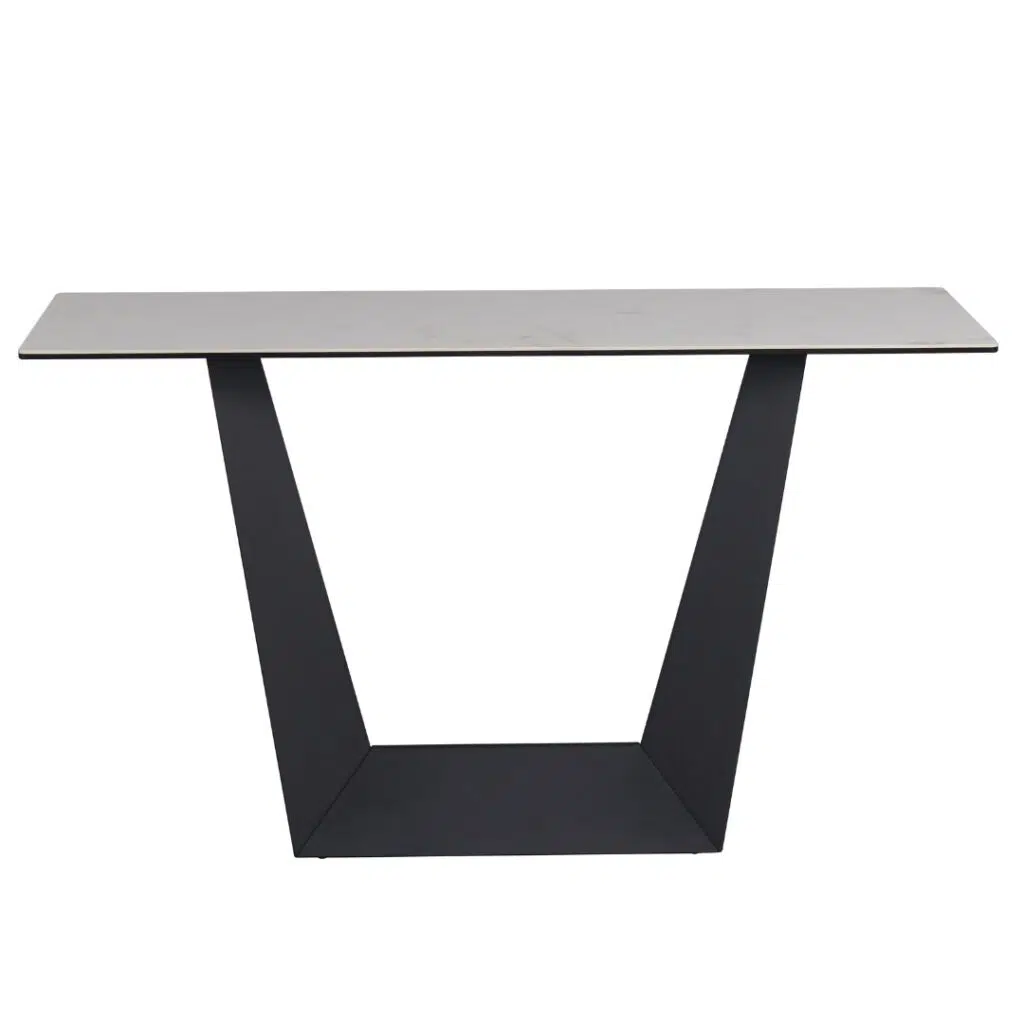 Symphony Marmo Ceramic Console Table with Matte Marble & Black Frame