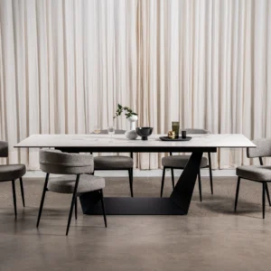 Symphony Marmo Ceramic Dining Table with Marble Effect Black Frame